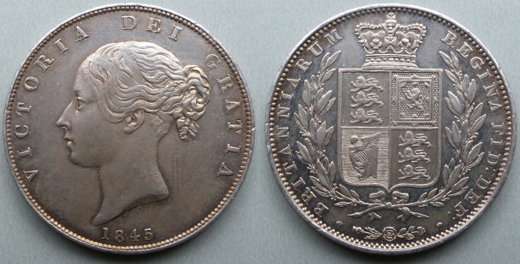 Queen Victoria 1845 Halfcrown Queen Victoria 1845 Halfcrown
